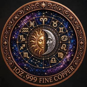 Moneta Commemorativa in Rame Puro .999 da 1oz con Rilievo delle Gemelle dello Zodiaco, Fate Celestiali e Nebulosa Galattica, Artigianato in Metallo - Product Image 4