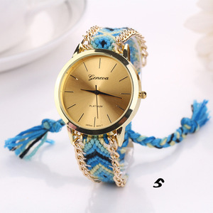 <span class=keywords><strong>Montre</strong></span> <span class=keywords><strong>bracelet</strong></span> pour femme de style ethnique, <span class=keywords><strong>montre</strong></span> à chaîne en laine tissée à la main, <span class=keywords><strong>montre</strong></span> de Genève - Product Image 3