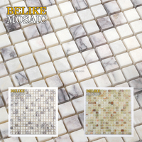 Mini Quadratische Premium Marmor-Mosaik-Wandfliese für Innenwände, Schickes Design, Ambiente-Elevation, Flieder-Marmor, Onyx-Grüner Stein