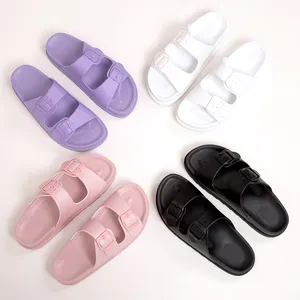 Custom flip flops Unisex platform slides slippers Double-buckle Adjustable Strap Size Pillow Slippers