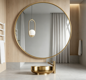 Miroir de salle de bain d'hôtel, sur mesure, mural, avec cadre en aluminium, éclairage LED, anti-buée, interrupteur tactile intelligent, design moderne - Product Image 1