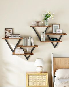 Yeni Masif Ahşap Üçgen Şekilli Modern Üç Katmanlı Ayarlanabilir Asılı Yüzer Duvara Monte Yatak Odası Depolama Rafı Genişletme Civatası - Product Image 6