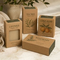 Boîte à savon carrée en papier kraft avec fenêtre, estampage à chaud et à froid, gaufrage, emballage recyclable pour soins personnels