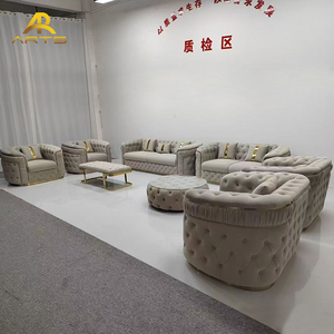 Set di Divani per Soggiorno, Vendita Calda, Alta Qualità, Lussuoso Divano Chesterfield Dorato, Moderno Divano Trapuntato con Bottoni - Product Image 5