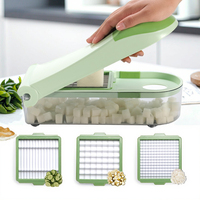 3-in-1 Multifunctionele Plastic Eco-vriendelijke LFGB-gecertificeerde groentesnijder met roestvrijstalen messen, handmatig fruit- en groentegereedschap