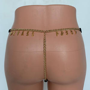 Horóscopo de cadena para el vientre para mujer, Bikini Sexy con cristales brillantes y letras, cadena en T, cadenas de cintura, Tanga, 12 - Product Image 3