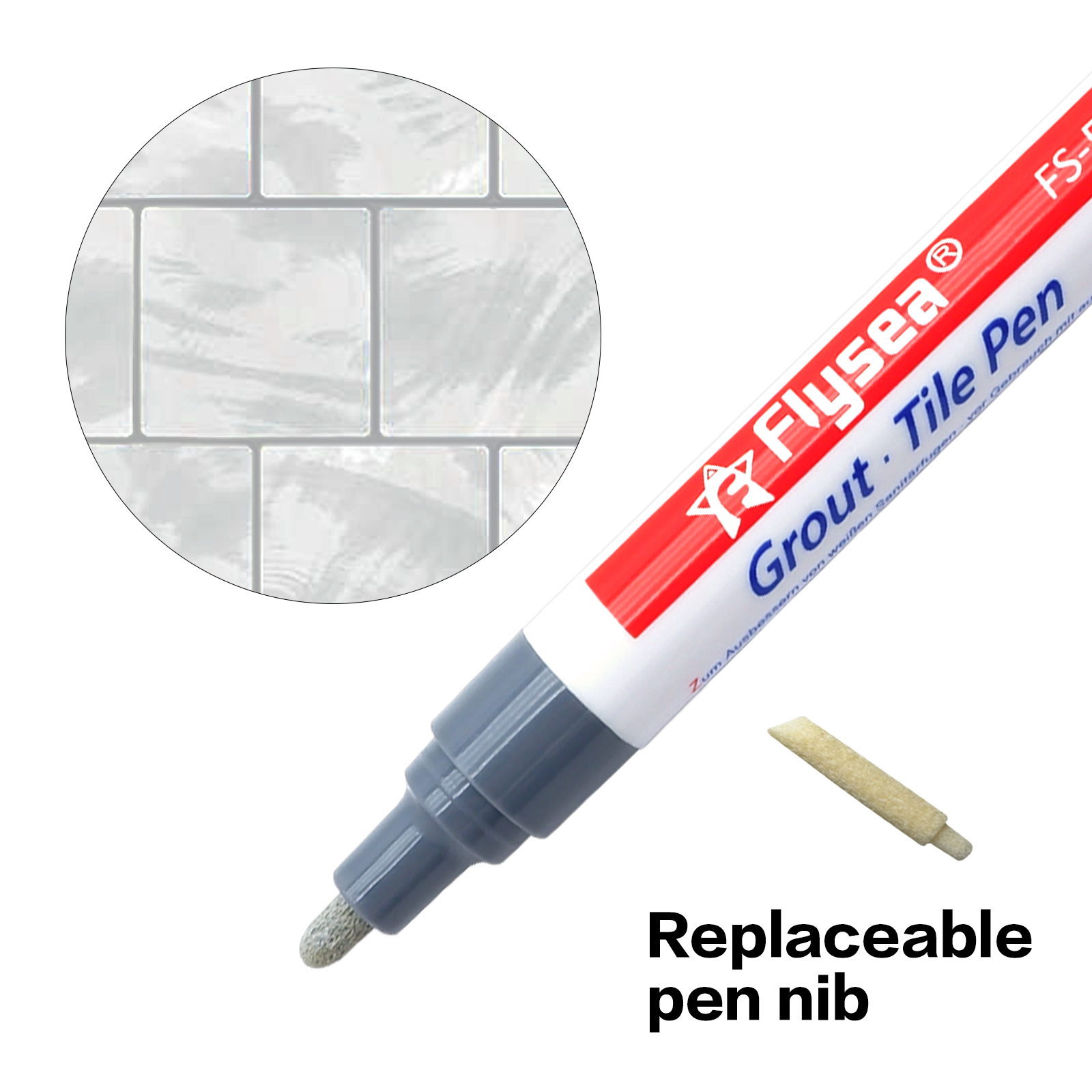 Grout Pen Tile Marker - Grey Waterproof Grout Colorant & Sealer - Refresh Bathroom, Kitchen, Patio Grout