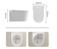WC intelligent mural minimaliste et écologique avec bidet intégré, double chasse, siphon en P, télécommande et siège chauffant pour petites salles de bain