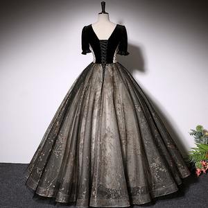 定制女性中号加大码黑色无袖舞会礼服连衣裙优雅女孩亮片串珠派对晚礼服2025 - Product Image 4