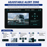 Sistema de Cámara para Camiones con IA BSD de 10.36'', Monitor AHD de 6 Canales, Detección de Peatones y Vehículos, Advertencia, para Camiones Comerciales, Autobuses, RV, Flotas, Impermeable