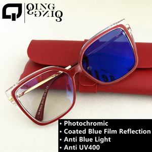 Lunettes Photochromiques Tendance pour Femmes Anti-Reflet Bleu UV400 Monture TR90 Charnière à Ressort Acier Doré Surdimensionnées - Product Image 2