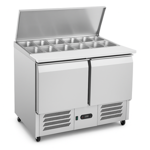 Solutions personnalisées : Réfrigérateur de préparation de salades à 2 portes, 900 mm, pour bar à salades, réfrigéré pour cuisine commerciale - Product Image 1