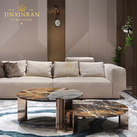 Table basse moderne de luxe italienne en marbre avec pieds en acier inoxydable doré, mobile et décorative pour le salon, meubles de maison