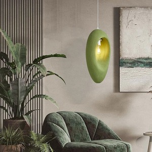 Nordic-Style Minimalist Bedroom Pendant <b>Light</b> Chic Green Japanese Wabi-Sabi Style Original Design for <b>Dining</b> Room Bar Counter - Product Image 1