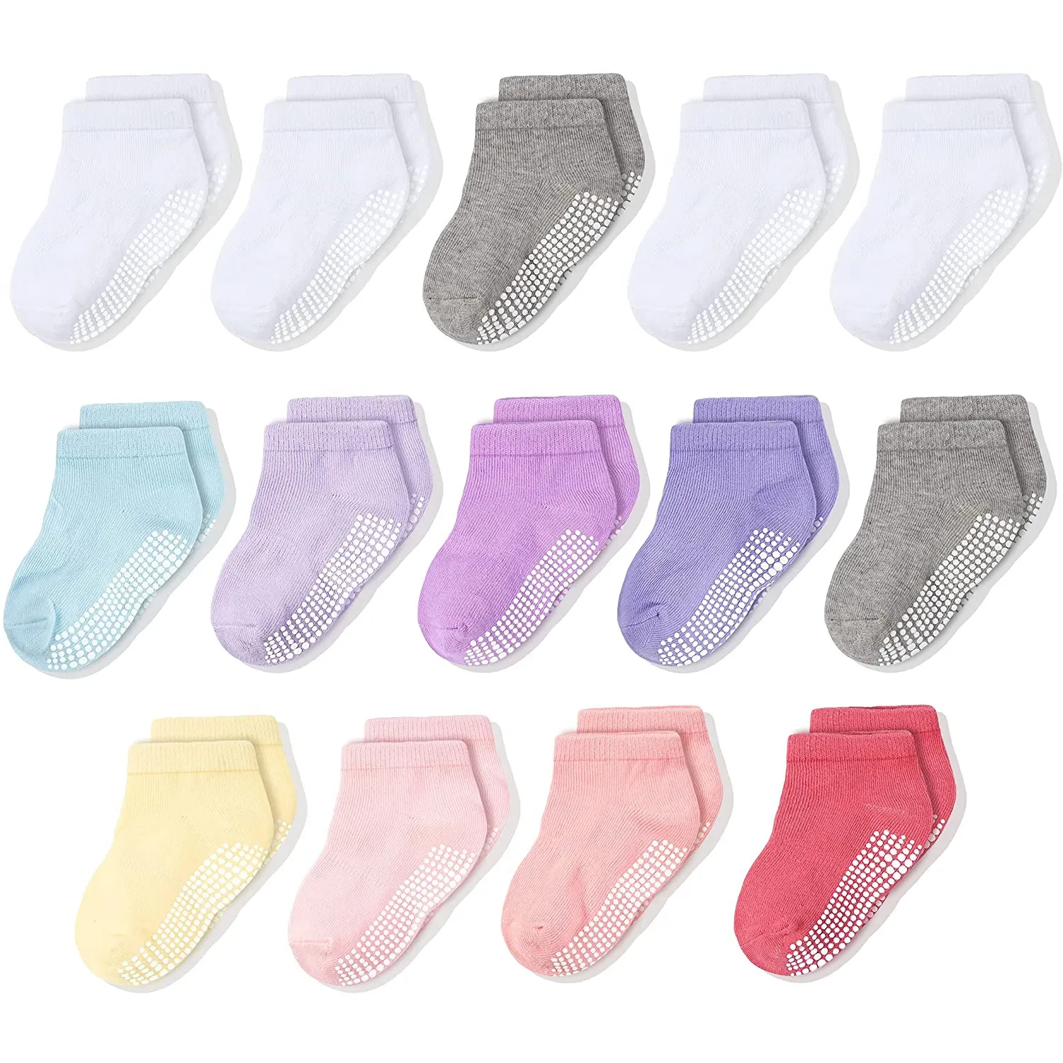 Grip Combed Cotton Socks Baby Cute Ankle Kids Socks Anti-slip Casual Knitted Socks for Children from 8 Years in Cotton Crew