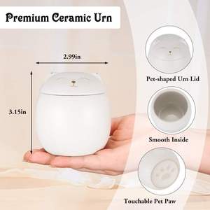 Urne funéraire de luxe moderne en céramique en forme de goutte d'eau avec ligne dorée, design givré brillant, écologique, pour cendres de chiens et de chats - Product Image 2