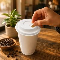 Couvre-gobelet jetable biodégradable écologique en bagasse, couvercle de boisson en fibre naturelle