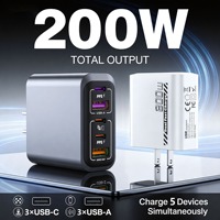 Chargeur USB-C 200W pour ordinateur portable, station de charge rapide GaN, adaptateur mural PD, chargeur multi-ports, usine OEM