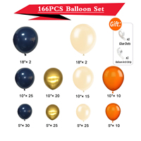 166 Buah balon karangan bunga balon emas metalik putih gading biru dongker Set ulang tahun wisuda musim pesta balon latar belakang foto