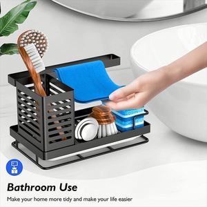 Organisateur de cuisine et salle de bain sous l'évier en acier inoxydable, avec égouttoir pour éponges et plateau de rangement, à prix compétitif - Product Image 3