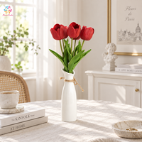 Bunga Tulip PU Realistis Sentuhan Lembut, Tulip Imitasi untuk Dekorasi Rumah, Buket Pernikahan, Hiasan Meja