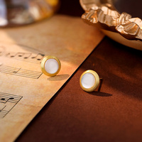 Italie Style Classique Élégant 925 En Argent Sterling 18K Plaqué Or Blanc Shell Boucles D'oreilles Rondes pour Femmes Vintage Fine Jewelry