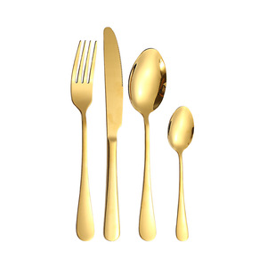 1010 Stainless Steel Cutlery 24-Piece Set Gold <b>Box</b> <b>Gift</b> Western Cuisine Steak Knife Fork Spoon Set - Product Image 2