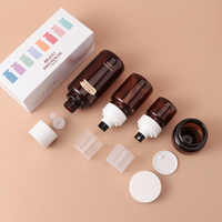 Flacon de lotion rond en plastique ambré vide de 40 ml et 100 ml, flacon de toner en plastique de 100 ml et 200 ml, pot de crème de 50 g