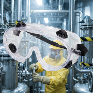 แว่นตานิรภัยแบบมีช่องระบายอากาศทางอ้อมใสกรอบพีวีซีคริสตัลแบบชิ้นเดียว - Product Image 1