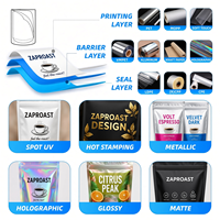 Sacs d'emballage personnalisés imprimés, finition mate, sachets refermables en Mylar, qualité alimentaire, pour grains de café, 3,5g, sacs en Mylar OEM