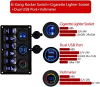 Panneau d'interrupteur à bascule étanche pour bateau marin 6 gangs avec prise USB double 4.2A allume-cigare pour voiture Rv véhicules camion