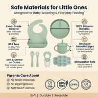 Ensemble d'alimentation pour bébé en silicone : assiette, bol et ventouse pour repas