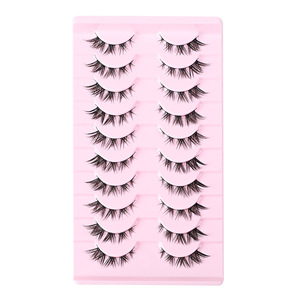 10 paires de faux cils en poils synthétiques à tige rigide, aspect naturel, design petit diable de dessin animé, avec boîte personnalisable pour logo - Product Image 6