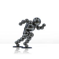 Sculpture en acier inoxydable Homme qui court, Figurine articulée sphérique, Formes personnalisables, Décoration d'étagère, Art de bureau athlétique