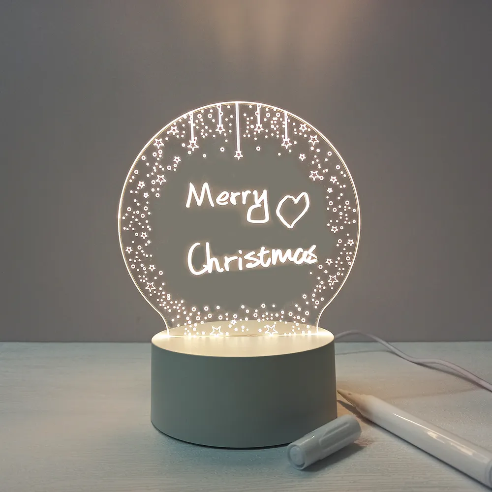 Popolare illuminazione decorativa personalizzata moderna lavagna a Led messaggio lampada 3d luce notturna a LED luce acrilica