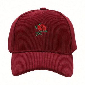Gorra de béisbol de pana bordada con rosas a la moda, personalizada, para mujer, para primavera, actividades al aire libre, protección solar - Product Image 5