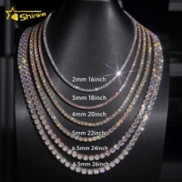 Collier Chaîne Tennis Hip Hop Éclatant en Argent 925 avec Moissanite VVS, 2/3/4 MM, Effet Diamant Glacé, Passe le Test du Diamant