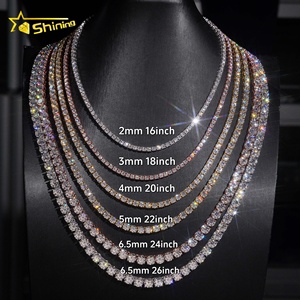 Pass Diamond Tester RTS Hip Hop Jewelry Charms Iced Out 2,0mm-6,5mm Lab Diamond 925 Silver VVS Moissanite Tennis Chain Collares - Product Image 1