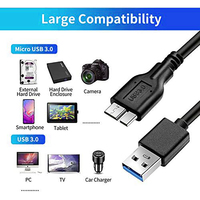 Câble Micro USB 3.0 USB A vers Micro B, câble pour disque dur externe, pour transfert de données à 5 Gbit/s