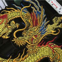 Patchs brodés de dragon chinois, patchs brodés d'animaux de dessin animé tigre, emblème fait à la main, accessoires de vêtements pour veste de grande taille