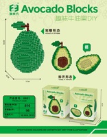 Creatief Fruit Micro Bouwstenen Avocado Honing Perzik Banaan Assemblage Model Mini Bakstenen Figuur Speelgoed Voor Kinderen Cadeau Groothandel