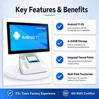 Sistema POS Android 11 con Pantalla Táctil Capacitiva de 15.6 Pulgadas, Caja Registradora Epos con Impresión Térmica y WiFi para Comercio Minorista y Restaurantes
