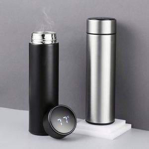 Bouteille d'eau en métal isolée personnalisée de 500 ml (17 oz) pour boissons chaudes et froides, en acier inoxydable, avec affichage LED intelligent de la température. Thermos à vide. - Product Image 2