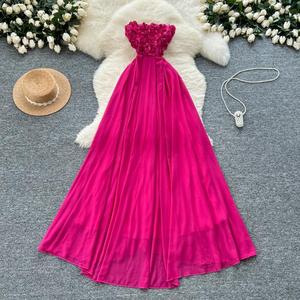 define evening dress PLEATED PLUNGE NECKLINE MAXI IN WINE L / WINE main image 1