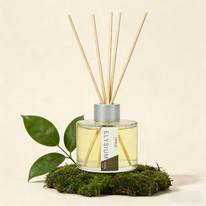 OEM/ODM Bouteille diffuseur de parfum 100 ml écologique à bâtonnets en forme de feuille verte, senteur Orange Apaisante et Rafraîchissante, pour l'aromathérapie et la fragrance d'intérieur - Product Image 1