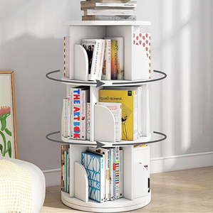 Custom 360 Rotating Solid Wood Bookcase | Space-Saving 4-Tier Revolving <strong>Bookshelf</strong> for Living Room Bedroom | Modern Storage - Product Image 5