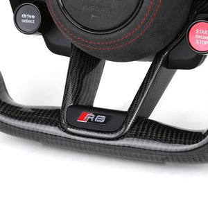 Volant personnalisé avec bouton de démarrage, en cuir perforé et fibre de carbone, pour <span class=keywords><strong>Audi</strong></span> A3 A4 A5 A6 C7 B9 RS3 RS5 RS6 RS7 C8 S4 - Product Image 5