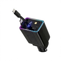 Pengisi Daya Mobil Gallium Nitrida 120W Berdaya Tinggi Desain Bintang dengan Soket Pemantik Rokok USB dan Kabel Retraktil