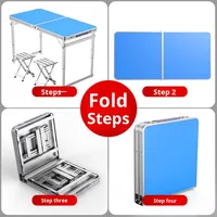 Table de camping pliante d'extérieur pour stands, usage domestique, portable, en alliage d'aluminium, design minimaliste, rectangulaire 4 places