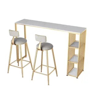 Slate marble home bar table and chair combination simple wall bar milk tea shop balcony high bar table